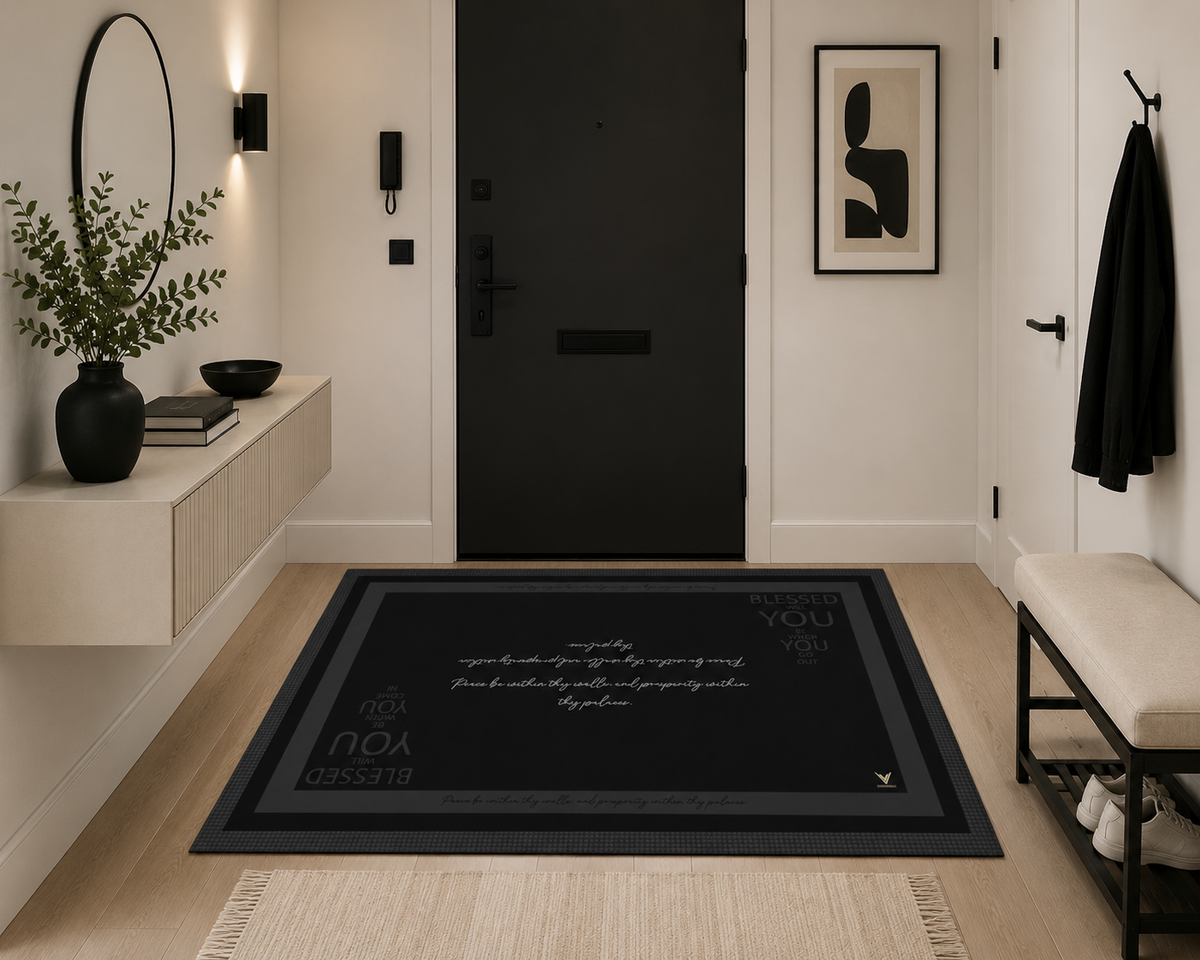 The Onyx Charcoal Threshold: "The Grand Declaration" (Indoor Mat)