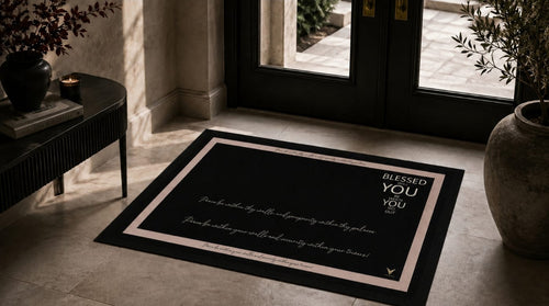 Lifestyle shot of Onyx Sand Threshold mat in hallway