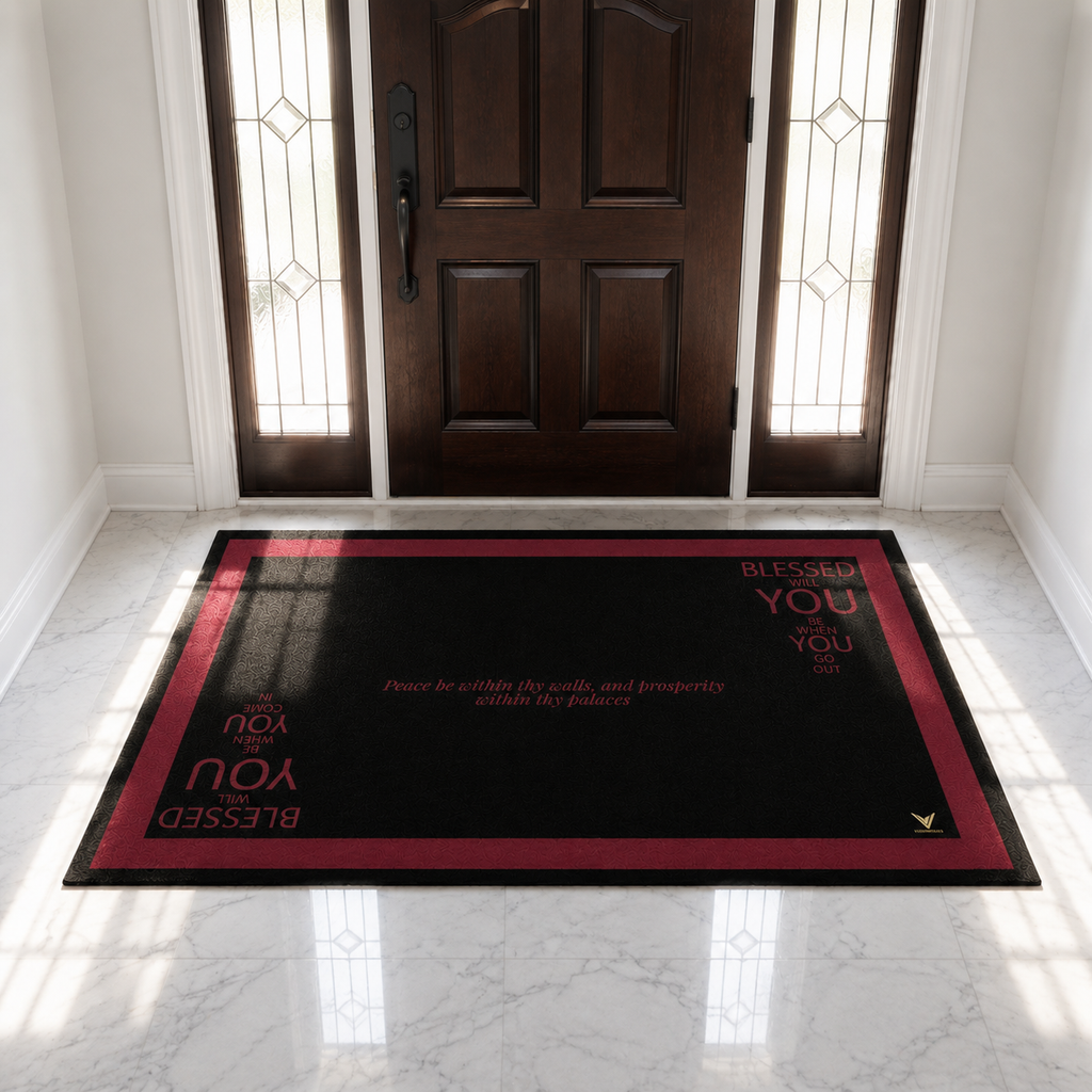 The Onyx Ruby Threshold: Blessed Coming & Going (Indoor Mat)