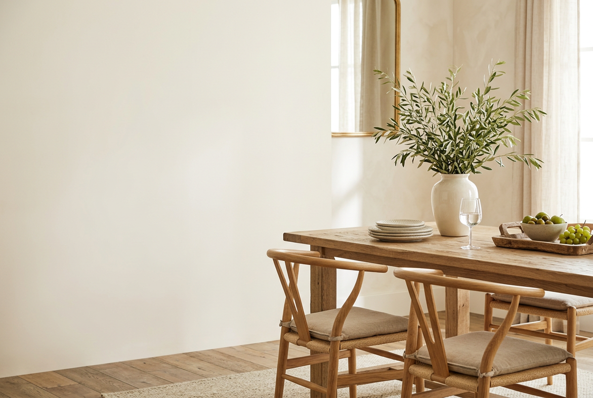 Warm dining scene with clear space for banner text